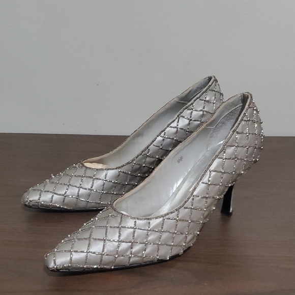 Caparros Silver Quilted Stiletto Heels - Picture 9 of 9
